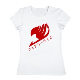 Женская футболка хлопок с принтом Fairy Tail в Екатеринбурге, 100% хлопок | прямой крой, круглый вырез горловины, длина до линии бедер, слегка спущенное плечо | 