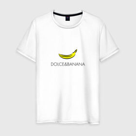Мужская футболка хлопок с принтом dolce&banana в Екатеринбурге, 100% хлопок | прямой крой, круглый вырез горловины, длина до линии бедер, слегка спущенное плечо. | dg | dolcegabbana