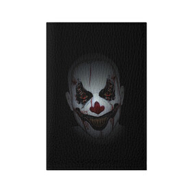 Обложка для паспорта матовая кожа с принтом Клоун убийца в Екатеринбурге, натуральная матовая кожа | размер 19,3 х 13,7 см; прозрачные пластиковые крепления | глаза | кино | клоун | мрак | ужас | ужасы