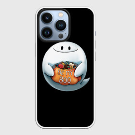Чехол для iPhone 13 Pro с принтом Be my Boo в Екатеринбурге,  |  | Тематика изображения на принте: candy | deliciouse | ghost | halloween | night | pumpkin | spirit | treat | trick | вкусняшки | гадость | дух | конфеты | ночь | приведение | призрак | сладости | тыква | хеллоуин | хэллоуин
