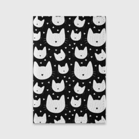 Обложка для паспорта матовая кожа с принтом Love Cats Pattern в Екатеринбурге, натуральная матовая кожа | размер 19,3 х 13,7 см; прозрачные пластиковые крепления | белый | кот | котенок | котэ | котя | котята | кошка | любовь | мимими | паттерн | сердечки | сердце | силуэт | черный | я люблю кошек