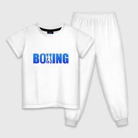 Детская пижама хлопок с принтом Boxing blue ring в Екатеринбурге, 100% хлопок |  брюки и футболка прямого кроя, без карманов, на брюках мягкая резинка на поясе и по низу штанин
 | boxing | бокс | спорт