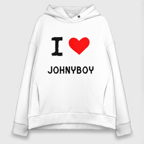 Женское худи Oversize хлопок с принтом Johnyboy 8 в Екатеринбурге, френч-терри — 70% хлопок, 30% полиэстер. Мягкий теплый начес внутри —100% хлопок | боковые карманы, эластичные манжеты и нижняя кромка, капюшон на магнитной кнопке | johnyboy | денис василенко | джонибой