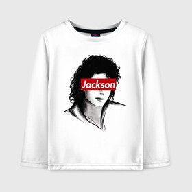 Детский лонгслив хлопок с принтом Michael Jackson в Екатеринбурге, 100% хлопок | круглый вырез горловины, полуприлегающий силуэт, длина до линии бедер | jackson | michael | джексон | майкл