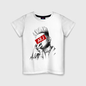 Детская футболка хлопок с принтом All. J в Екатеринбурге, 100% хлопок | круглый вырез горловины, полуприлегающий силуэт, длина до линии бедер | all.j | boy | sayonara | zef | бой | вино | денс | зеф | сайонара | федук | элджей