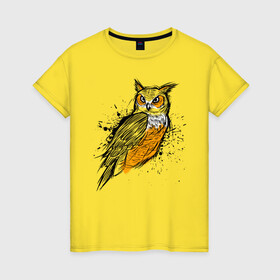 Женская футболка хлопок с принтом Эскиз филина в Екатеринбурге, 100% хлопок | прямой крой, круглый вырез горловины, длина до линии бедер, слегка спущенное плечо | карандаш | набросок | птица | рисунок | сова | филин | хищник | эскиз