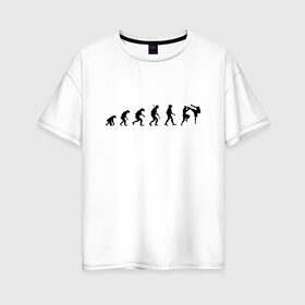 Женская футболка хлопок Oversize с принтом Evolution в Екатеринбурге, 100% хлопок | свободный крой, круглый ворот, спущенный рукав, длина до линии бедер
 | evolution | mma | sport | ufc | бокс | борьба | спорт
