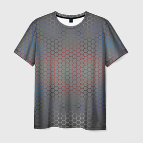 Мужская футболка 3D с принтом Кевлар Color Big в Екатеринбурге, 100% полиэфир | прямой крой, круглый вырез горловины, длина до линии бедер | абстракция | градиент | камуфляж | карбон | кевлар | россия | соты | триколор