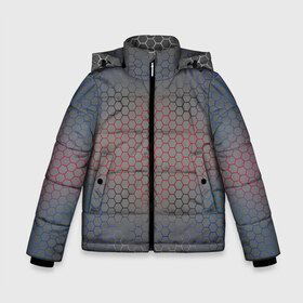 Зимняя куртка для мальчиков 3D с принтом Кевлар Color Big в Екатеринбурге, ткань верха — 100% полиэстер; подклад — 100% полиэстер, утеплитель — 100% полиэстер | длина ниже бедра, удлиненная спинка, воротник стойка и отстегивающийся капюшон. Есть боковые карманы с листочкой на кнопках, утяжки по низу изделия и внутренний карман на молнии. 

Предусмотрены светоотражающий принт на спинке, радужный светоотражающий элемент на пуллере молнии и на резинке для утяжки | абстракция | градиент | камуфляж | карбон | кевлар | россия | соты | триколор