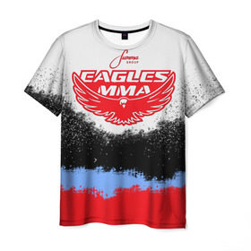 Мужская футболка 3D с принтом Eagles MMA в Екатеринбурге, 100% полиэфир | прямой крой, круглый вырез горловины, длина до линии бедер | khabib | ufc | борьба | грепплинг | дагестан | дзюдо | нурмагомедов | орёл | самбо | хабиб