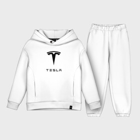 Детский костюм хлопок Oversize с принтом TESLA в Екатеринбурге,  |  | brand | car | elon mask | tesla | авто | бренд | илон | илон маск | маск | машина | тесла | электрокар