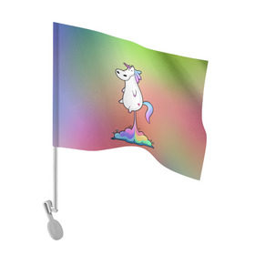 Флаг для автомобиля с принтом Единорог на Старте в Екатеринбурге, 100% полиэстер | Размер: 30*21 см | corn | horse | magic | rainbow | unicorn | unicorns | волшебство | единорог | единороги | животное | лошадка | лошадь | магия | пони | радуга | рог | рога | сказка