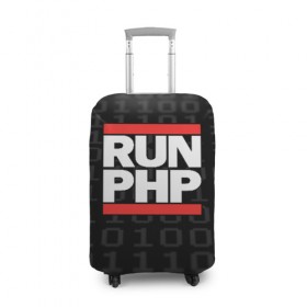 Чехол для чемодана 3D с принтом Run PHP в Екатеринбурге, 86% полиэфир, 14% спандекс | двустороннее нанесение принта, прорези для ручек и колес | admin | administrator | calm | code | coder | coding | dmc | engineer | job | keep | php | programmer | run | администратор | айти | инженер | код | кодинг | программа | программист | профессия | сисадмин