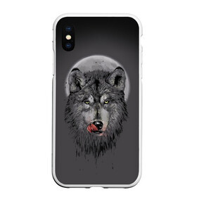 Чехол для iPhone XS Max матовый с принтом Волк Облизывается в Екатеринбурге, Силикон | Область печати: задняя сторона чехла, без боковых панелей | forest | grey | moon | werewolf | werewolfs | white | wolf | wolfs | белый | волк | волки | волчата | волченок | волчица | волчицы | лес | луна | оборотень | оборотни | серый | язык