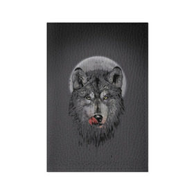 Обложка для паспорта матовая кожа с принтом Волк Облизывается в Екатеринбурге, натуральная матовая кожа | размер 19,3 х 13,7 см; прозрачные пластиковые крепления | forest | grey | moon | werewolf | werewolfs | white | wolf | wolfs | белый | волк | волки | волчата | волченок | волчица | волчицы | лес | луна | оборотень | оборотни | серый | язык