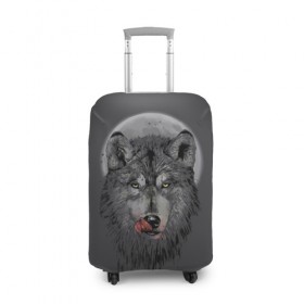 Чехол для чемодана 3D с принтом Волк Облизывается в Екатеринбурге, 86% полиэфир, 14% спандекс | двустороннее нанесение принта, прорези для ручек и колес | forest | grey | moon | werewolf | werewolfs | white | wolf | wolfs | белый | волк | волки | волчата | волченок | волчица | волчицы | лес | луна | оборотень | оборотни | серый | язык