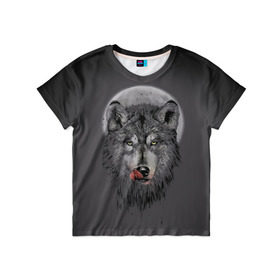 Детская футболка 3D с принтом Волк Облизывается в Екатеринбурге, 100% гипоаллергенный полиэфир | прямой крой, круглый вырез горловины, длина до линии бедер, чуть спущенное плечо, ткань немного тянется | forest | grey | moon | werewolf | werewolfs | white | wolf | wolfs | белый | волк | волки | волчата | волченок | волчица | волчицы | лес | луна | оборотень | оборотни | серый | язык