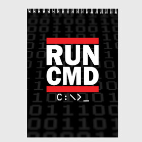 Скетчбук с принтом RUN CMD в Екатеринбурге, 100% бумага
 | 48 листов, плотность листов — 100 г/м2, плотность картонной обложки — 250 г/м2. Листы скреплены сверху удобной пружинной спиралью | admin | administrator | calm | cmd | code | coder | coding | dmc | engineer | job | keep | programmer | run | администратор | айти | инженер | код | кодинг | программа | программист | профессия | сисадмин