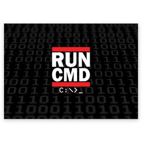 Поздравительная открытка с принтом RUN CMD в Екатеринбурге, 100% бумага | плотность бумаги 280 г/м2, матовая, на обратной стороне линовка и место для марки
 | admin | administrator | calm | cmd | code | coder | coding | dmc | engineer | job | keep | programmer | run | администратор | айти | инженер | код | кодинг | программа | программист | профессия | сисадмин