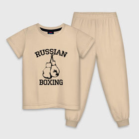 Детская пижама хлопок с принтом RUSSIAN BOXING в Екатеринбурге, 100% хлопок |  брюки и футболка прямого кроя, без карманов, на брюках мягкая резинка на поясе и по низу штанин
 | 