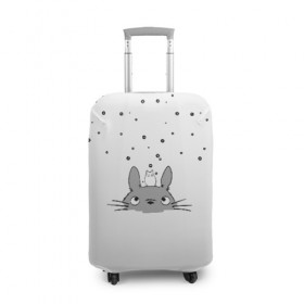 Чехол для чемодана 3D с принтом Totoro The Rain в Екатеринбурге, 86% полиэфир, 14% спандекс | двустороннее нанесение принта, прорези для ручек и колес | аниме | дождь | тоторо