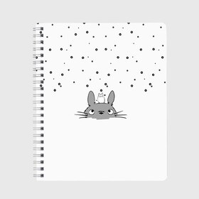 Тетрадь с принтом Totoro The Rain в Екатеринбурге, 100% бумага | 48 листов, плотность листов — 60 г/м2, плотность картонной обложки — 250 г/м2. Листы скреплены сбоку удобной пружинной спиралью. Уголки страниц и обложки скругленные. Цвет линий — светло-серый
 | Тематика изображения на принте: аниме | дождь | тоторо
