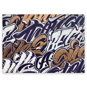 Поздравительная открытка с принтом Single step в Екатеринбурге, 100% бумага | плотность бумаги 280 г/м2, матовая, на обратной стороне линовка и место для марки
 | gold | graffity | street art | граффити | стрит арт