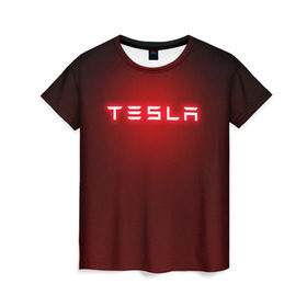 Женская футболка 3D с принтом TESLA в Екатеринбурге, 100% полиэфир ( синтетическое хлопкоподобное полотно) | прямой крой, круглый вырез горловины, длина до линии бедер | brand | car | elon mask | tesla | авто | бренд | илон | илон маск | маск | машина | тесла | электрокар