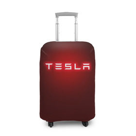 Чехол для чемодана 3D с принтом TESLA в Екатеринбурге, 86% полиэфир, 14% спандекс | двустороннее нанесение принта, прорези для ручек и колес | brand | car | elon mask | tesla | авто | бренд | илон | илон маск | маск | машина | тесла | электрокар