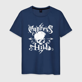 Мужская футболка хлопок с принтом Cypress Hill в Екатеринбурге, 100% хлопок | прямой крой, круглый вырез горловины, длина до линии бедер, слегка спущенное плечо. | cypress hill | hip hop | music | rap | музыка | рэп | хип хоп | череп
