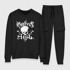 Женский костюм хлопок с принтом Cypress Hill в Екатеринбурге, 100% хлопок | на свитшоте круглая горловина, мягкая резинка по низу. Брюки заужены к низу, на них два вида карманов: два 