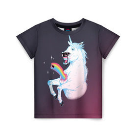 Детская футболка 3D с принтом Чужой Единорог в Екатеринбурге, 100% гипоаллергенный полиэфир | прямой крой, круглый вырез горловины, длина до линии бедер, чуть спущенное плечо, ткань немного тянется | Тематика изображения на принте: alien | corn | horse | magic | movie | predator | rainbow | unicorn | unicorns | волшебство | единорог | единороги | животное | лошадка | лошадь | магия | пони | радуга | рог | рога | сказка | фильм | хищник | чужой