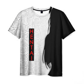 Мужская футболка 3D с принтом HENTAI в Екатеринбурге, 100% полиэфир | прямой крой, круглый вырез горловины, длина до линии бедер | ahegao | kawai | kowai | oppai | otaku | senpai | sugoi | waifu | yandere | ахегао | ковай | отаку | сенпай | яндере