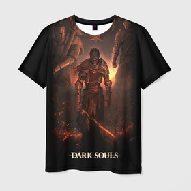 Мужская футболка 3D с принтом Dark Souls в Екатеринбурге, 100% полиэфир | прямой крой, круглый вырез горловины, длина до линии бедер | 3 | dark | darksouls | praise | soul | souls | the sun | дарк | души | мертвец | рыцарь | соул | соулс | тёмные