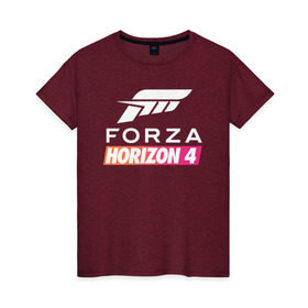 Женская футболка хлопок с принтом Forza Horizon 4 в Екатеринбурге, 100% хлопок | прямой крой, круглый вырез горловины, длина до линии бедер, слегка спущенное плечо | auto | car | forza | game | horizon | mclaren | motorsport | race | авто | гонки | игра | машина