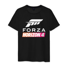 Мужская футболка хлопок с принтом Forza Horizon 4 в Екатеринбурге, 100% хлопок | прямой крой, круглый вырез горловины, длина до линии бедер, слегка спущенное плечо. | Тематика изображения на принте: auto | car | forza | game | horizon | mclaren | motorsport | race | авто | гонки | игра | машина