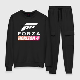 Женский костюм хлопок с принтом Forza Horizon 4 в Екатеринбурге, 100% хлопок | на свитшоте круглая горловина, мягкая резинка по низу. Брюки заужены к низу, на них два вида карманов: два 