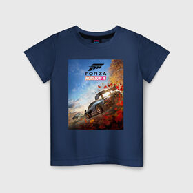 Детская футболка хлопок с принтом Forza Horizon 4 в Екатеринбурге, 100% хлопок | круглый вырез горловины, полуприлегающий силуэт, длина до линии бедер | Тематика изображения на принте: auto | car | forza | game | horizon | mclaren | motorsport | race | авто | гонки | игра | машина