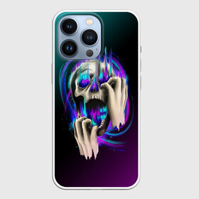 Чехол для iPhone 13 Pro с принтом Scream Skull в Екатеринбурге,  |  | Тематика изображения на принте: bone | bones | chain | chains | dark | grey | horror | scary | scream | skull | skulls | teeth | tooth | жуть | зуб | зубы | кости | кость | крик | серый | страшно | хоррор | цепи | цепочка | цепь | череп | черепа