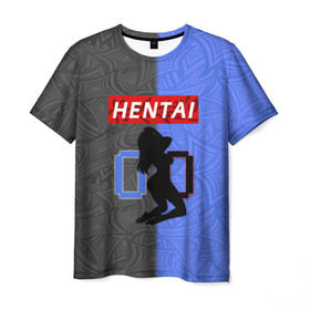 Мужская футболка 3D с принтом HENTAI 00 в Екатеринбурге, 100% полиэфир | прямой крой, круглый вырез горловины, длина до линии бедер | ahegao | kawai | kowai | oppai | otaku | senpai | sugoi | waifu | yandere | ахегао | ковай | отаку | сенпай | яндере