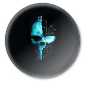 Значок с принтом Tom Clancy’s Ghost Recon в Екатеринбурге,  металл | круглая форма, металлическая застежка в виде булавки | wildlands | маска | призраки | череп | шлем | шутер