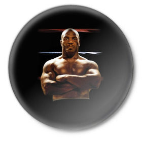 Значок с принтом Майк Тайсон в Екатеринбурге,  металл | круглая форма, металлическая застежка в виде булавки | бокс | боксер | знаменитости | спорт | стиль | тайсон | тренд