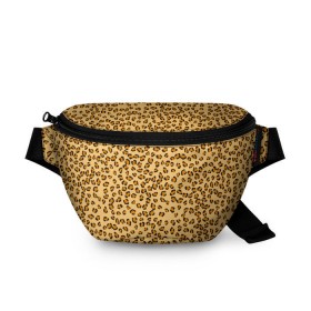 Поясная сумка 3D с принтом Окрас леопарда в Екатеринбурге, 100% полиэстер | плотная ткань, ремень с регулируемой длиной, внутри несколько карманов для мелочей, основное отделение и карман с обратной стороны сумки застегиваются на молнию | 