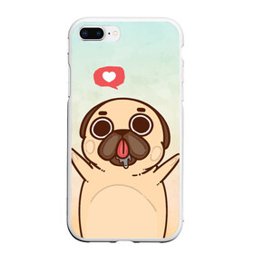 Чехол для iPhone 7Plus/8 Plus матовый с принтом Puglie Pug Like в Екатеринбурге, Силикон | Область печати: задняя сторона чехла, без боковых панелей | Тематика изображения на принте: anime | dog | аниме | лайк | мопс | мопсик