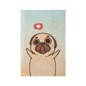 Обложка для паспорта матовая кожа с принтом Puglie Pug Like в Екатеринбурге, натуральная матовая кожа | размер 19,3 х 13,7 см; прозрачные пластиковые крепления | anime | dog | аниме | лайк | мопс | мопсик