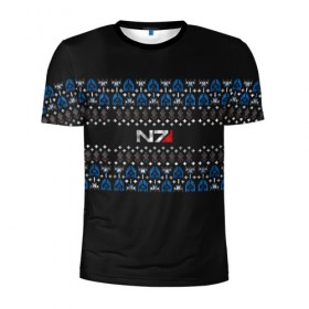 Мужская футболка 3D спортивная с принтом N7 Вязаный в Екатеринбурге, 100% полиэстер с улучшенными характеристиками | приталенный силуэт, круглая горловина, широкие плечи, сужается к линии бедра | Тематика изображения на принте: вязка | зима | новый год | свитер | теплый