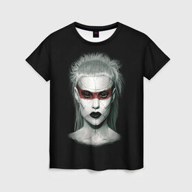 Женская футболка 3D с принтом Йо-Ланди Фиссер в Екатеринбурге, 100% полиэфир ( синтетическое хлопкоподобное полотно) | прямой крой, круглый вырез горловины, длина до линии бедер | die antwoord | ninja | yo landi | йо ланди фиссер | музыка | рэп рейв
