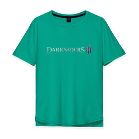 Мужская футболка хлопок Oversize с принтом Darksiders 3 в Екатеринбурге, 100% хлопок | свободный крой, круглый ворот, “спинка” длиннее передней части | Тематика изображения на принте: 3 | darkside | darksider | darksiders | апокалипсиса | всадники | даркайдерс | дарксайд | дарксайдер | лого | логотип | ярость