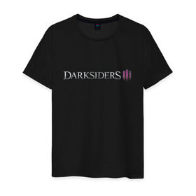 Мужская футболка хлопок с принтом Darksiders 3 в Екатеринбурге, 100% хлопок | прямой крой, круглый вырез горловины, длина до линии бедер, слегка спущенное плечо. | 3 | darkside | darksider | darksiders | апокалипсиса | всадники | даркайдерс | дарксайд | дарксайдер | лого | логотип | ярость
