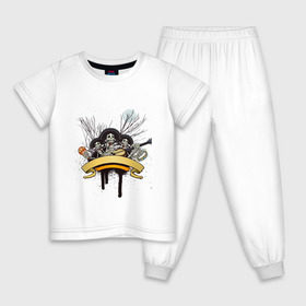 Детская пижама хлопок с принтом Музыкальные черепа в Екатеринбурге, 100% хлопок |  брюки и футболка прямого кроя, без карманов, на брюках мягкая резинка на поясе и по низу штанин
 | Тематика изображения на принте: 